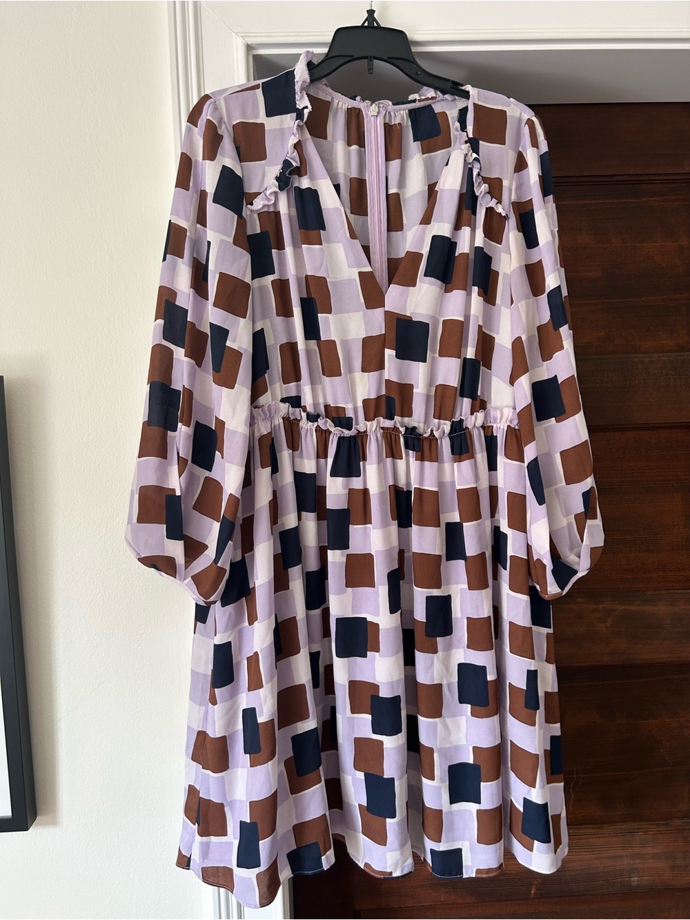 Kate Spade Purple Multi Color Square Print Mini Dress Size 10